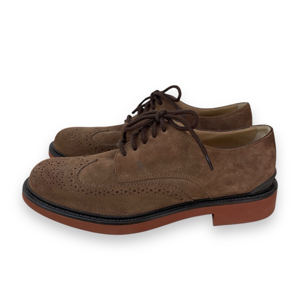 TOD’S Men's Tan Sueded Leather Brogue Style Shoes